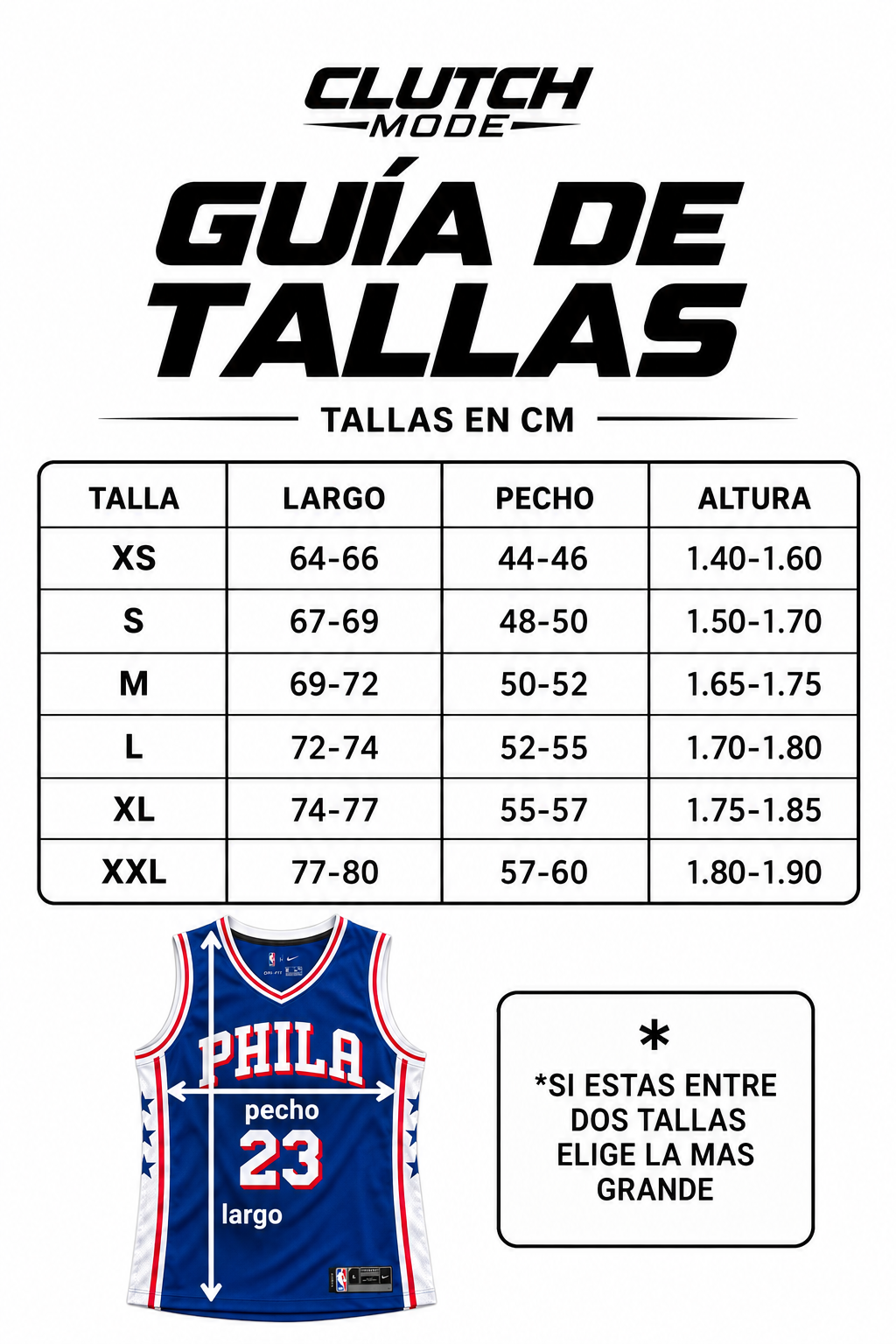 Guía de tallas Clutch Mode